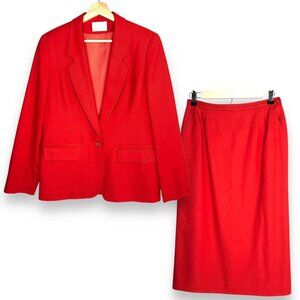 Pendleton 100% Wool Suits Set Blazer Jacket Sz 10 Skirt 12 Red Holiday Christmas